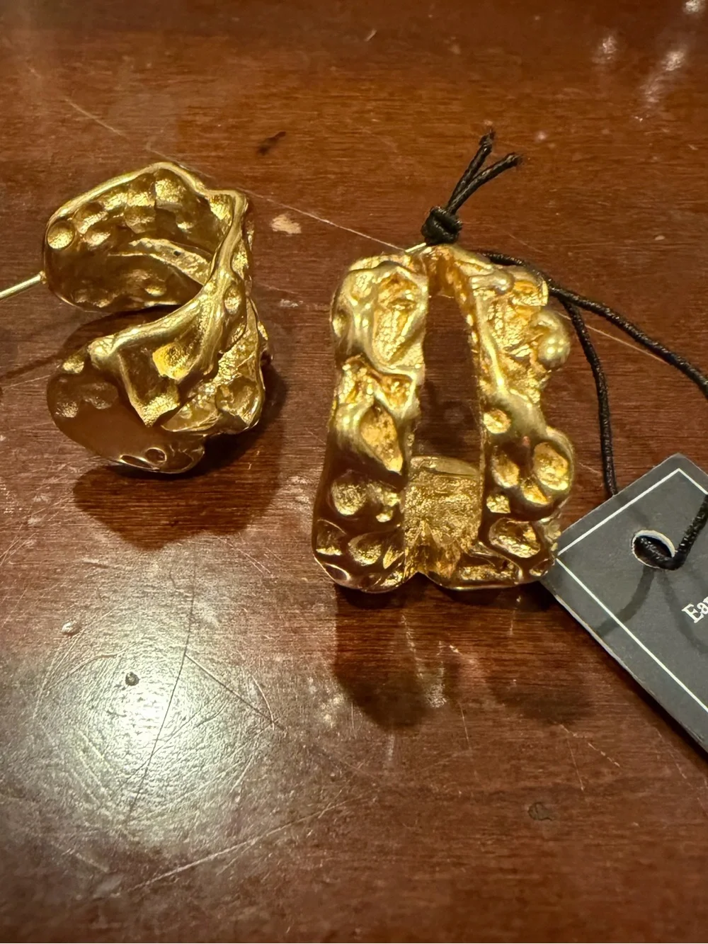 Designer Talidara  Textured Gold Hoop Earrings - Bold Sculpted Design